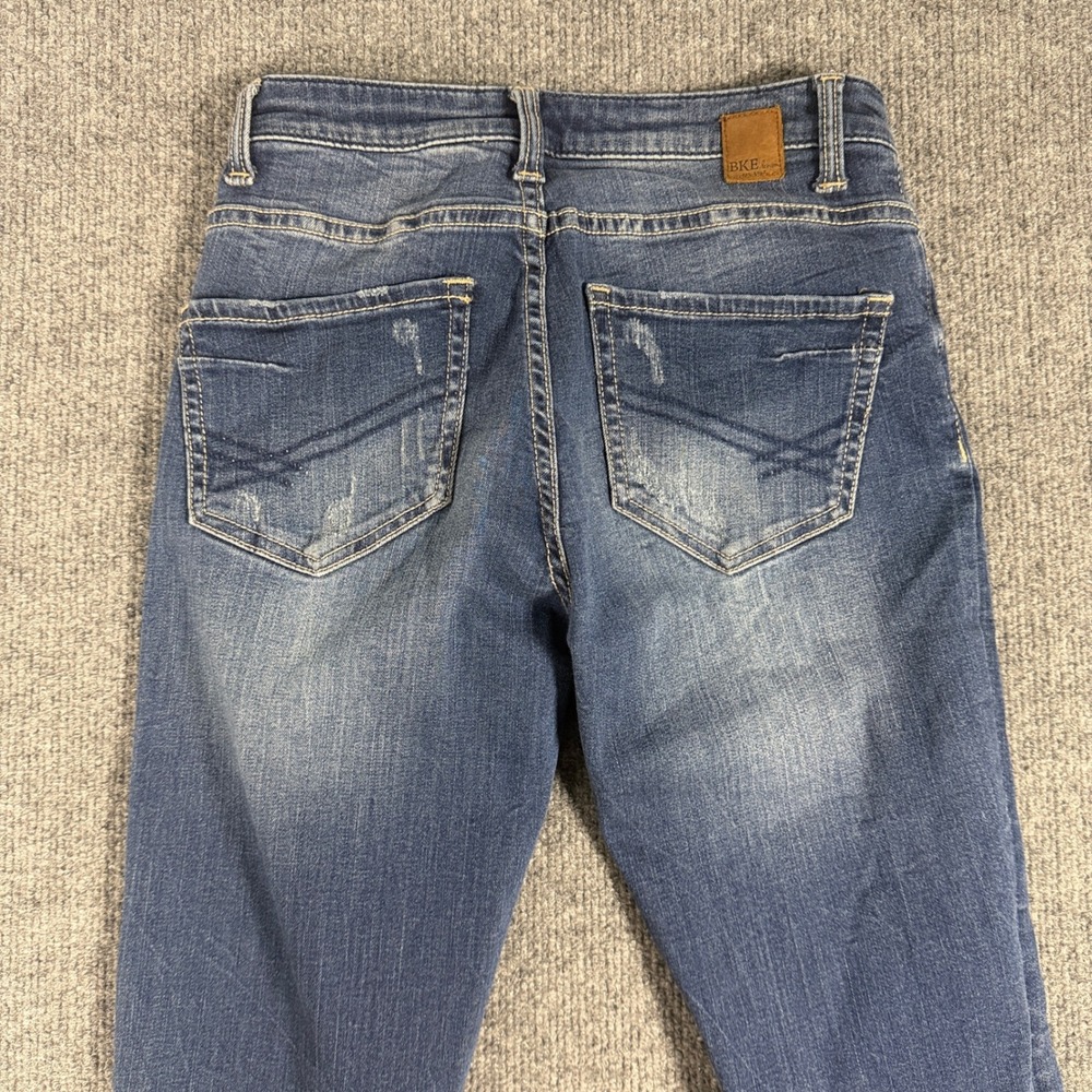 BKE Stella Skinny Jeans Womens 24R Medium Wash Distressed Whiskered Denim - Picture 13 of 16